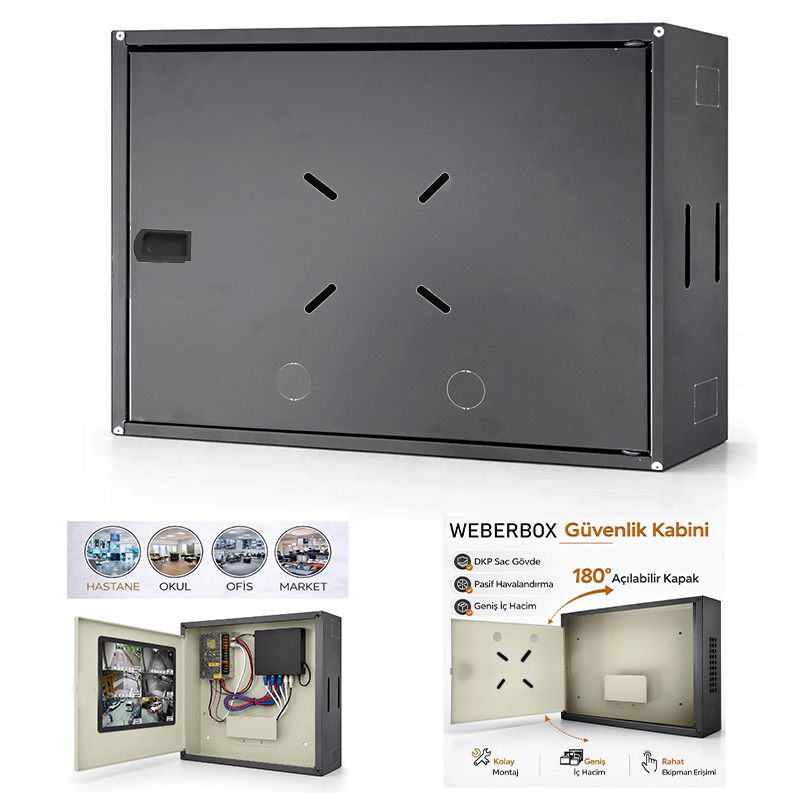 Dvr Nvr Kabin Pano Kabinet Gri 0.70mm 36x46x11 WeberBox WB-PRO4511S (3 Adet Fiyatıdır)