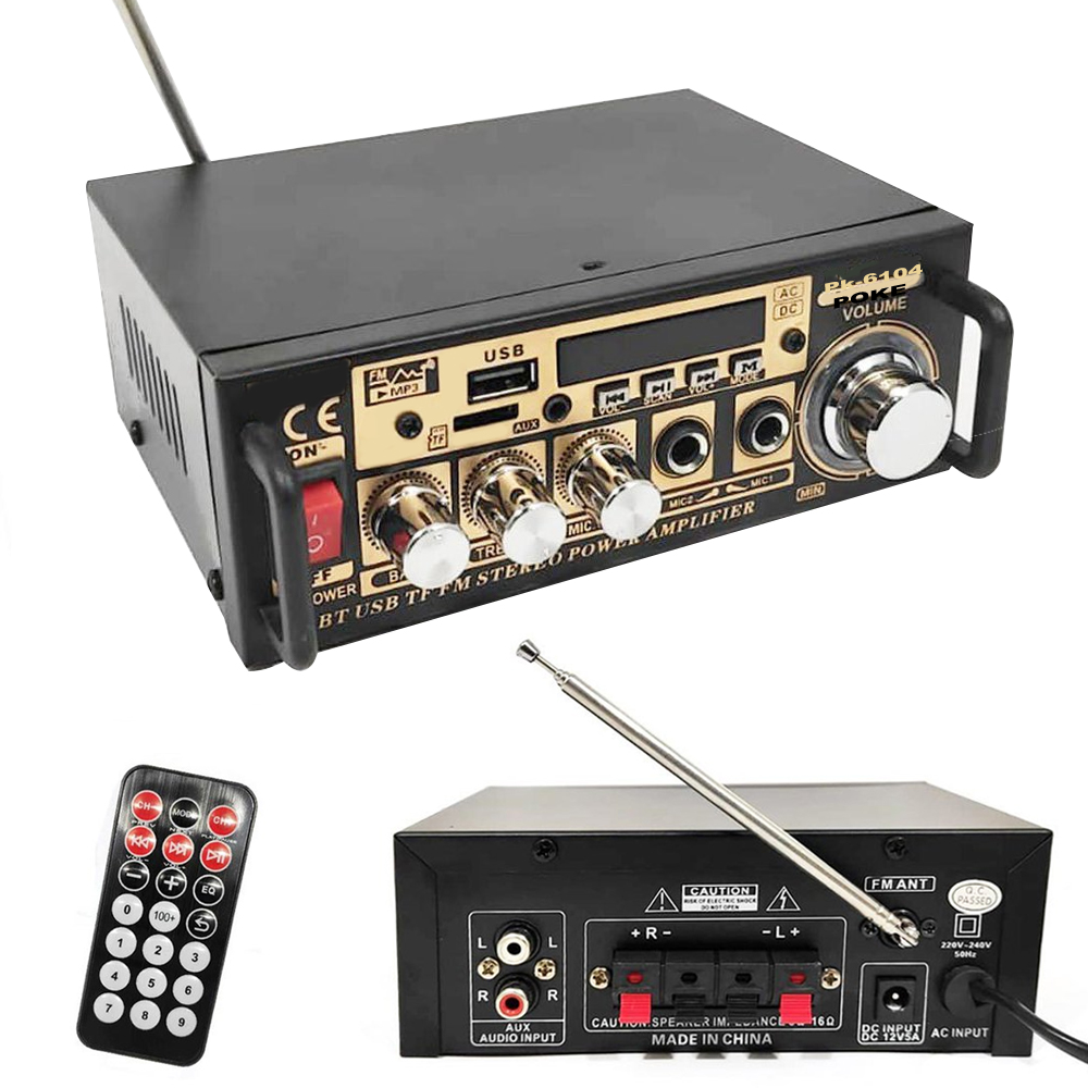 Mini Dev Anfi 400W 12v 220v Bluetooth Usb Sd Fm Radio Poke PK-6104