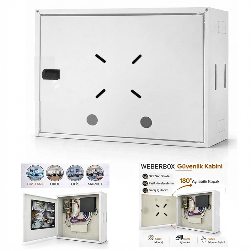 Dvr Nvr Kabin Pano Kabinet 0.70mm 36x46x11 Beyaz WeberBox WB-PRO4611B (3 Adet Fiyatıdır)