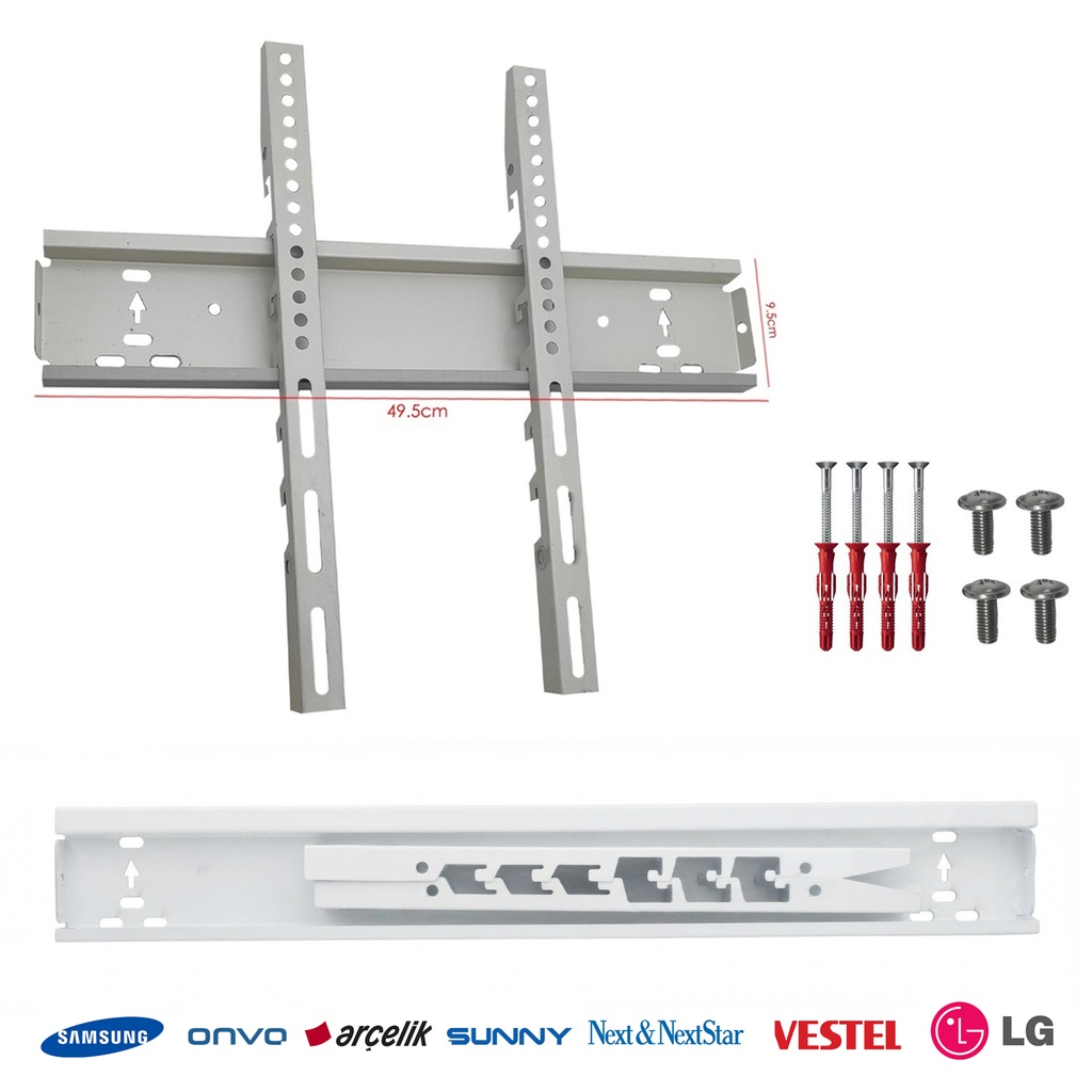 43'' 65'' 109-165cm Lcd Askı Aparatı Sabit Beyaz Kutusuz KraftStell KTS-5011