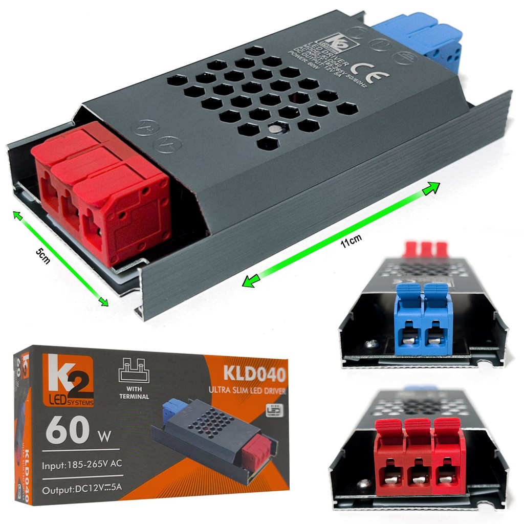 Slim Metal Kasa Adaptör 12v 5a Yeni Nesil Kıskaçlı K2 KLD-040
