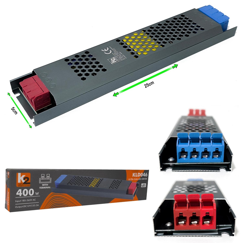 Slim Metal Kasa Adaptör 12v 33a Yeni Nesil Kıskaçlı K2 KLD-046