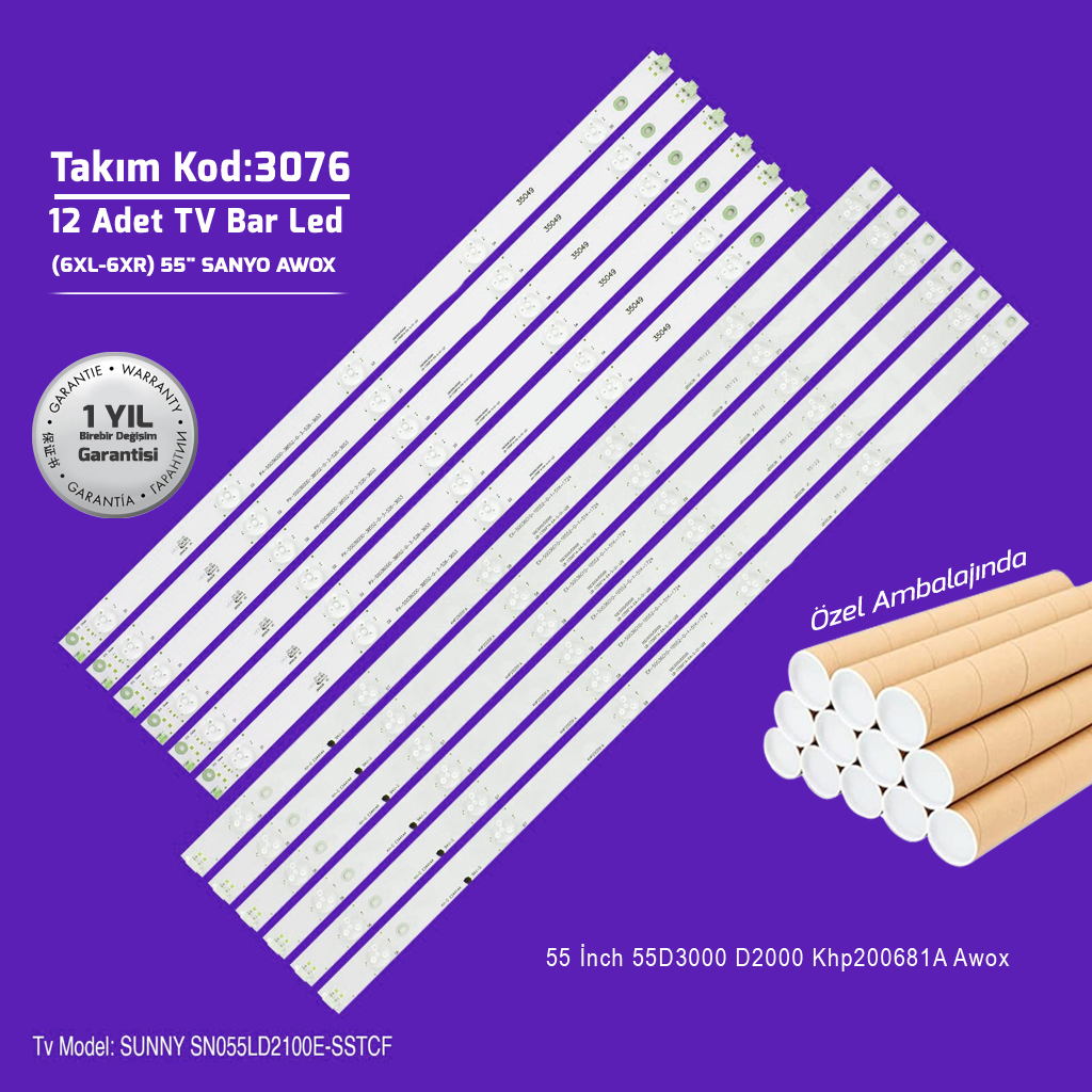 55'' 55D3000 D2000 Khp200681A Awox 12 Adet Tv Led Bar