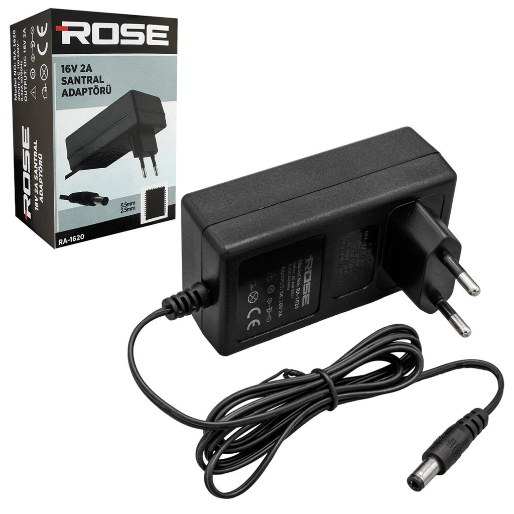 Santral Adaptör 16v 2a 5.5X2.5 Rose RA-1620