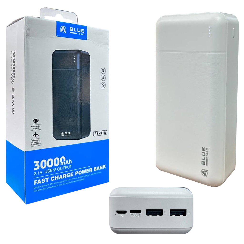 30000 Mah Powerbank 2xUsb Micro Type-c Girişli BlueTeam PB-31A  