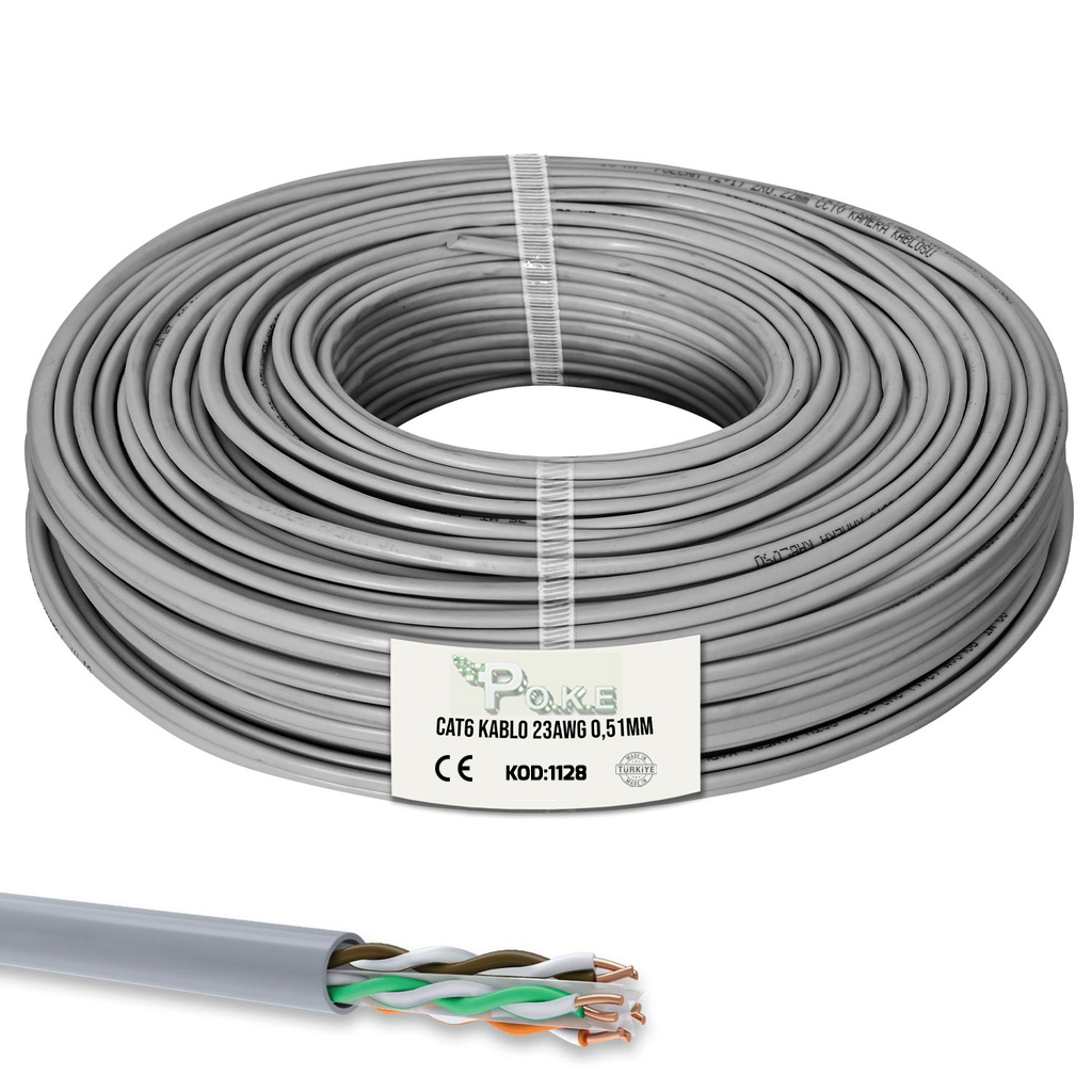 Cat6 Kablo 23AWG 0.51 100mt Poke PK-1128