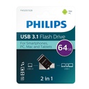 Usb Flash Bellek 3.1 Type-C Usb 2in1 64GB Philips FM64DC152B/00