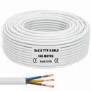 3x2.5 TTR Seslendirme Kablosu Beyaz 100mt PK-325B